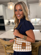 Beige Hounds Tooth Crossbody Bag/Purse - Sassy and Southern