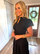SOPHIE Long Tiered Dress (Black) - Sassy and Southern