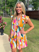 LONDON Abstract Print Ruffle Tiered Dress (S-2X) - Sassy and Southern