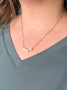 Gold Necklace With 3 Pearls - Sassy and Southern