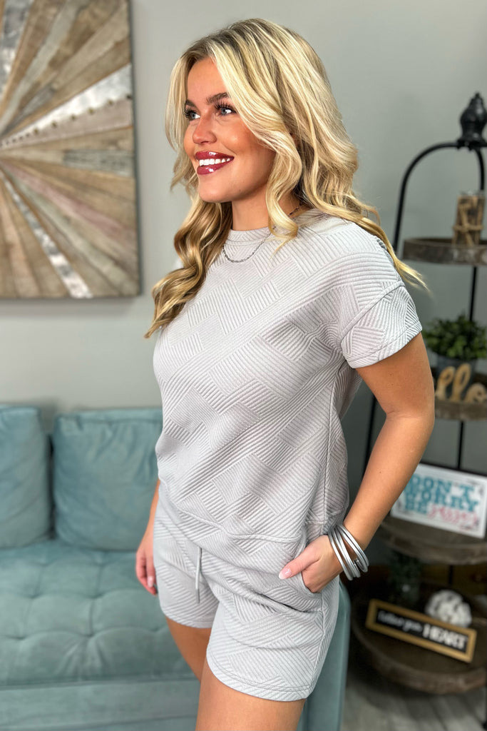 LACEY Textured Lounge Set (Grey) - Sassy & Southern