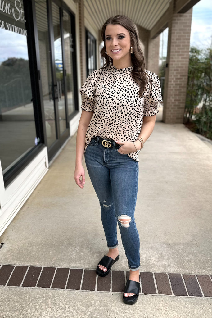 MEGAN Leopard Print Woven Top - Sassy & Southern