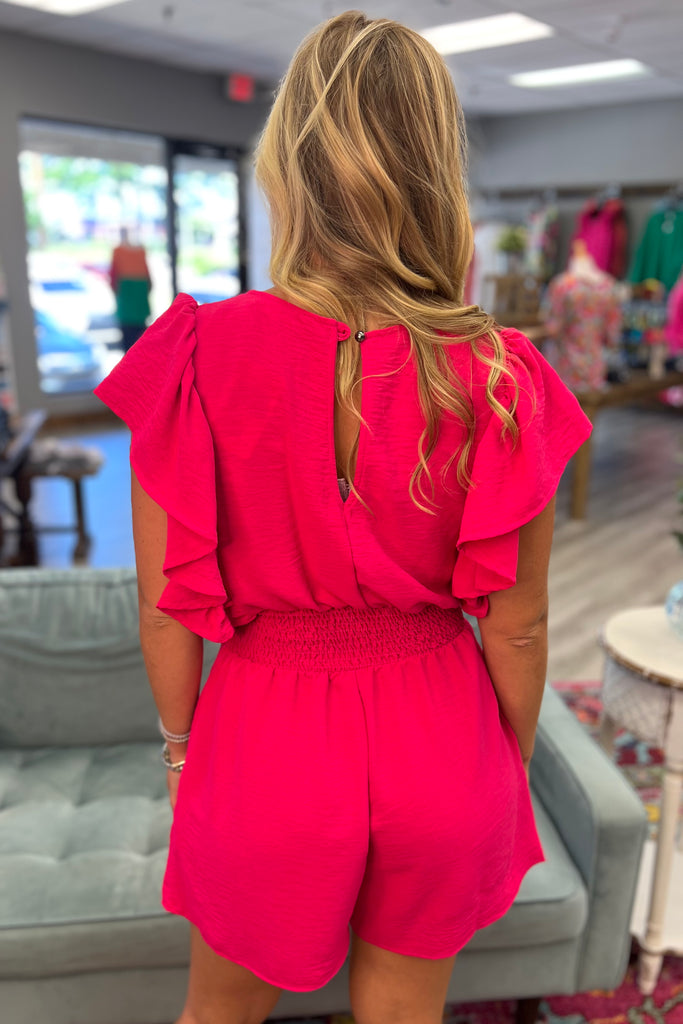 ARUBA Smocked Romper (Fuchsia Pink) - Sassy & Southern