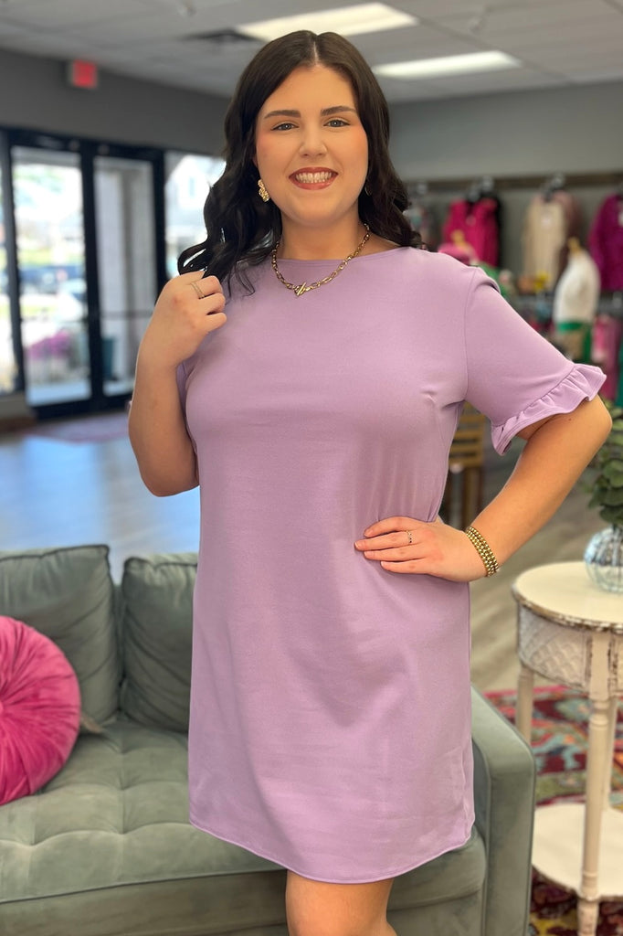 KENNEDY Ruffled Sleeve Dress (Lavender) - Sassy & Southern