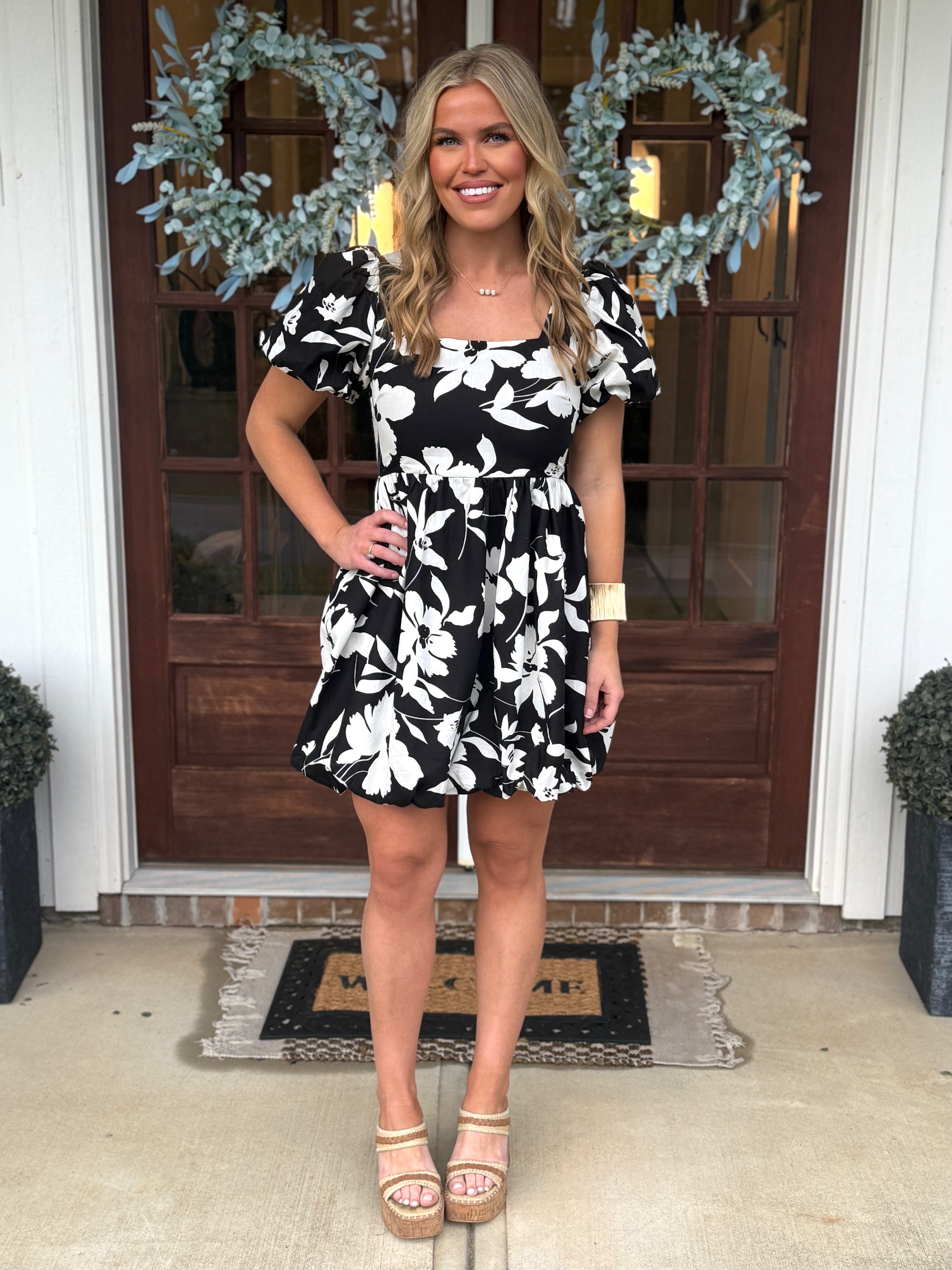 RAMSEY Black/White Floral Dress | Women's | Sizes S-XL