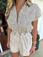 CLARA Cream Geometric Romper - Sassy and Southern