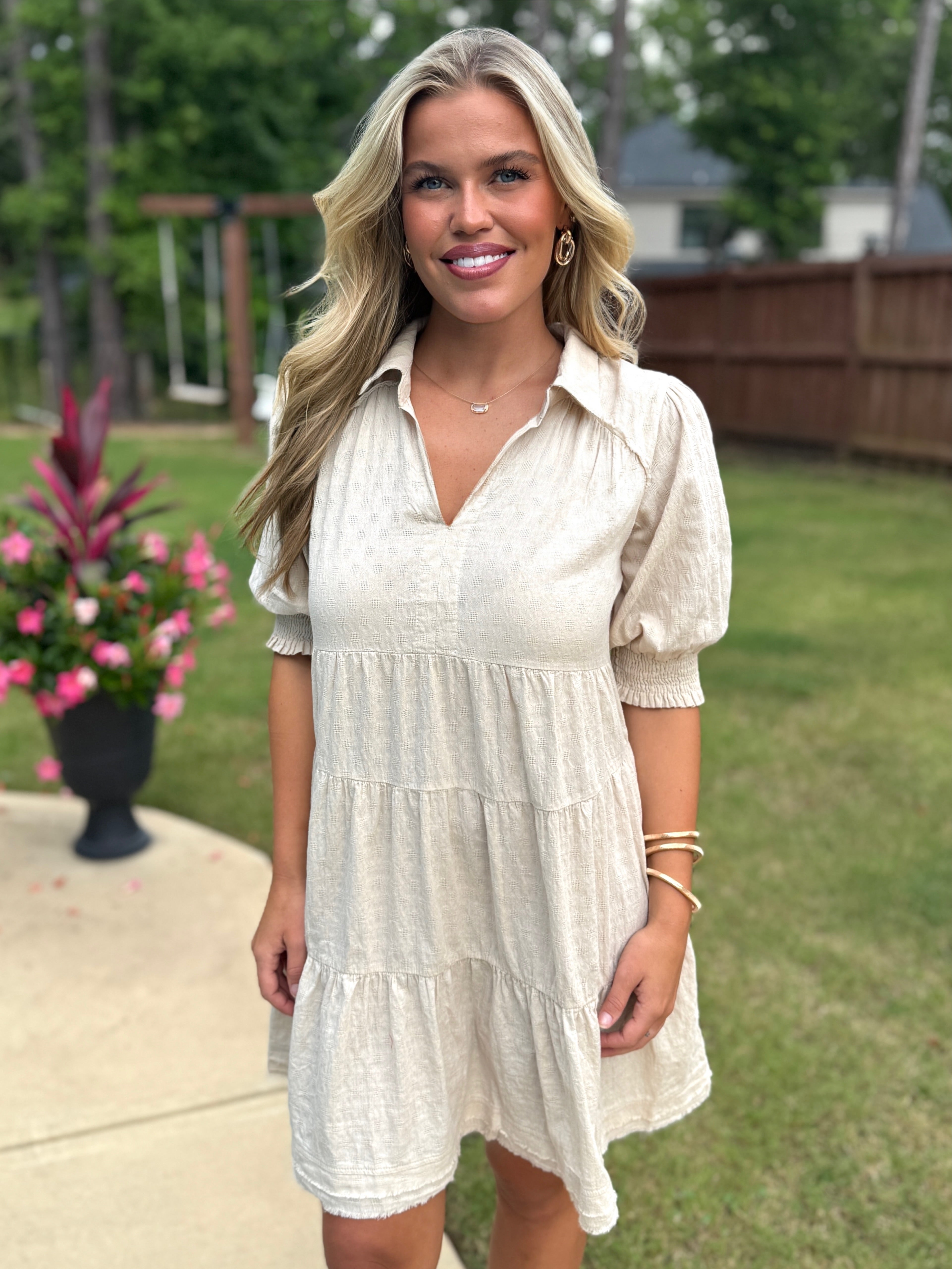 MADELYN Collared Cream Dress - Sassy and Southern
