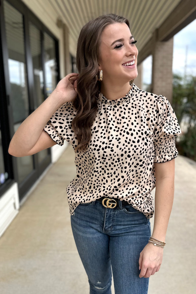 MEGAN Leopard Print Woven Top - Sassy & Southern