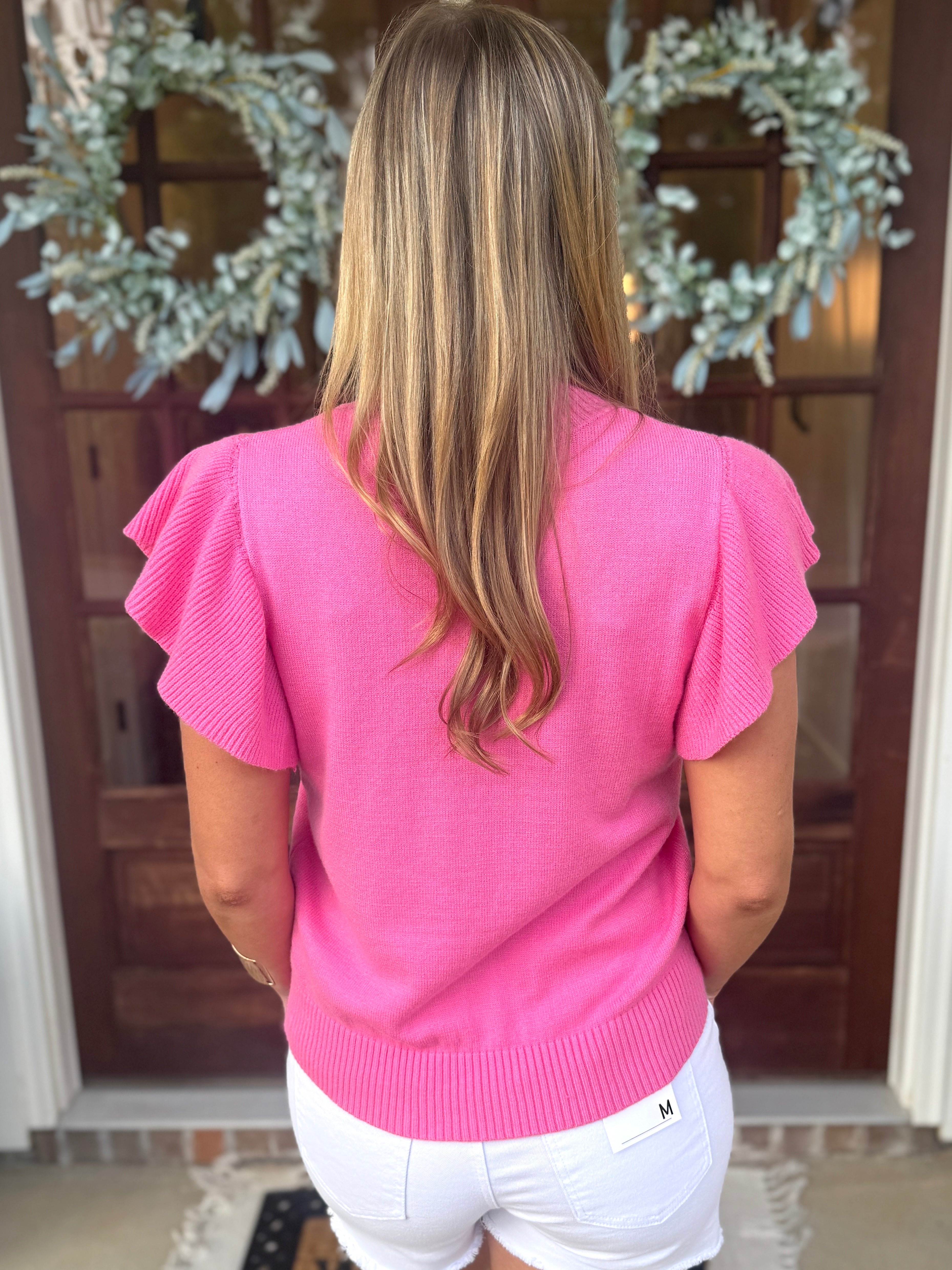 TATUM Hot Pink Short Sleeve Sweater | Women's | Sizes S-XL | Sassy