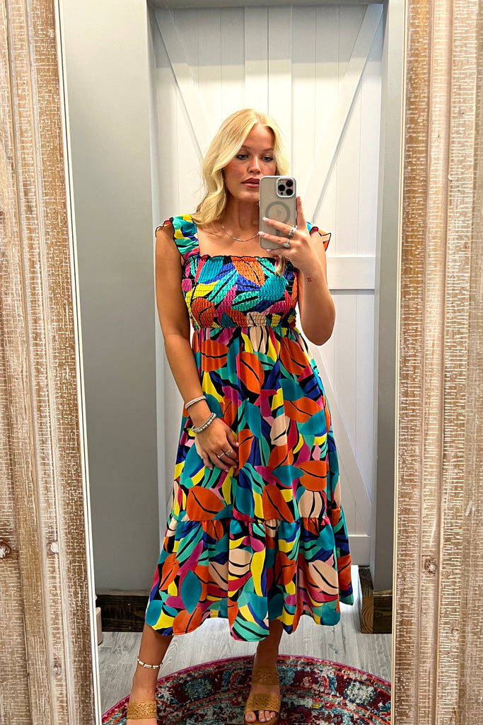 MARLEY Tropical Leaf Print Maxi Dress - Sassy & Southern