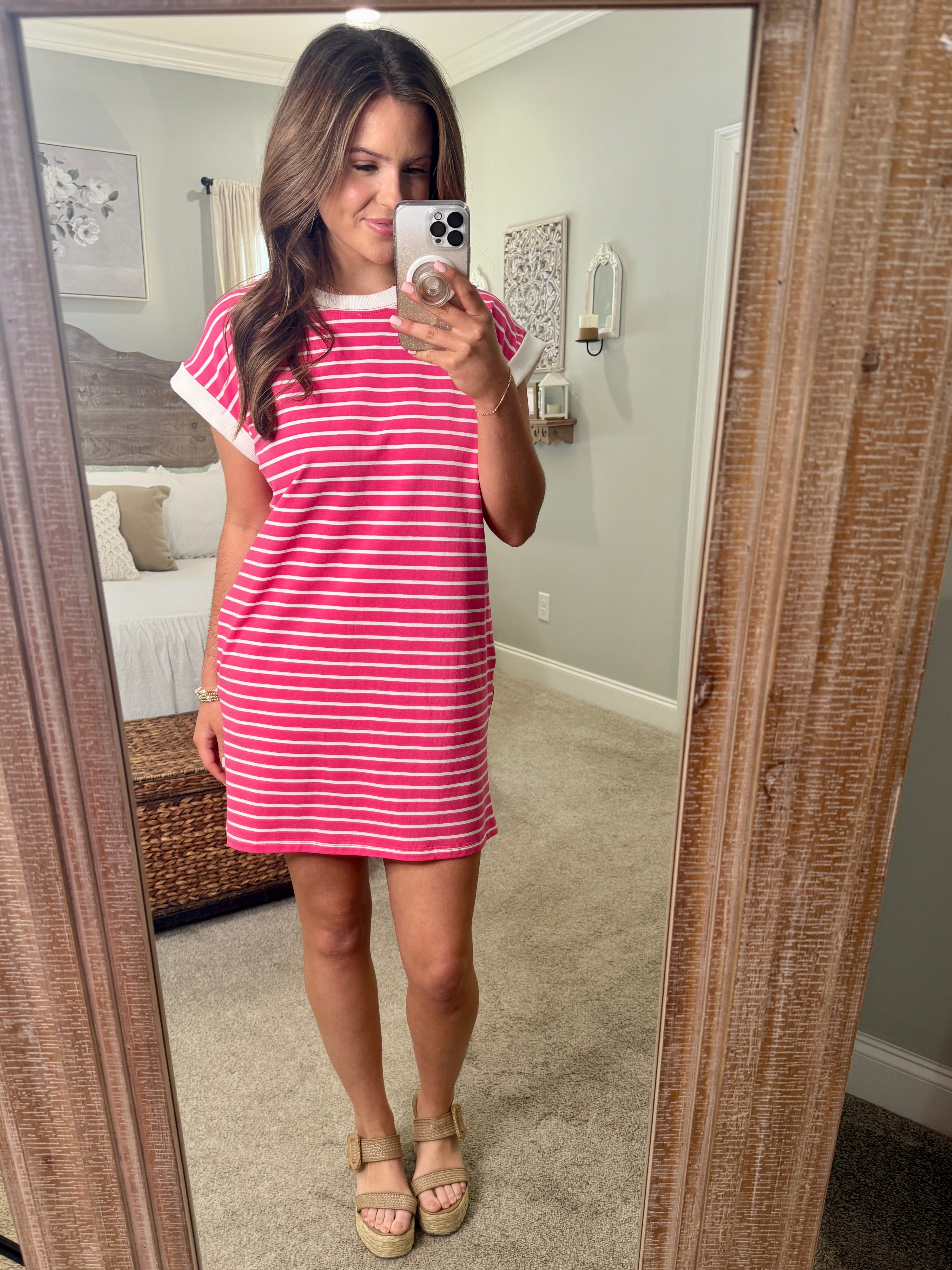 knit lace insert midi dress Lace Insert Knitted Midi Dress-Vibrant Pink main image 0