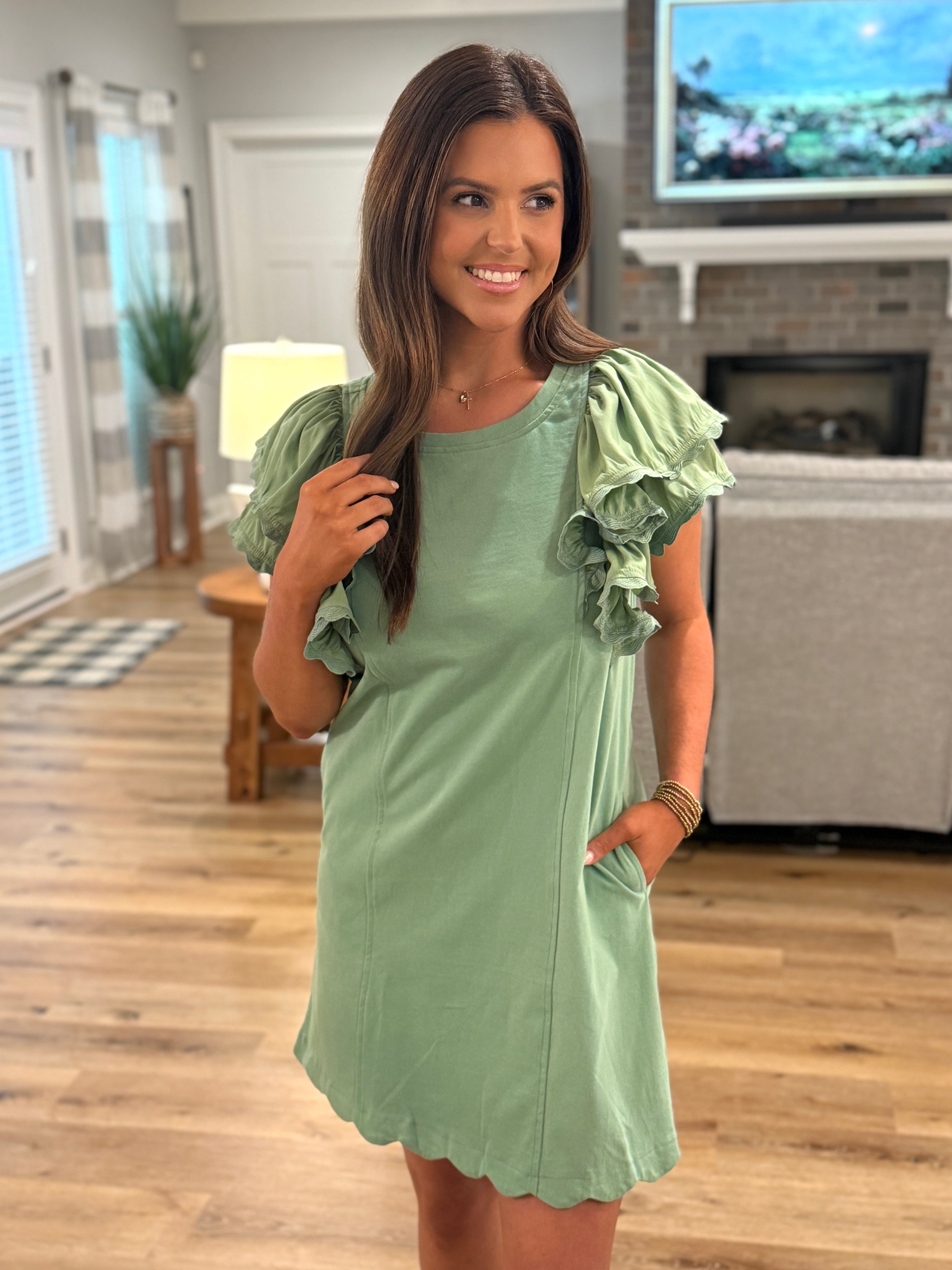CHARLEE Ruffled Sleeve Green Dress | Women's | Sizes S-XL | Sassy & Sassy & Southern CHARLEE Ruffled Sleeve Green Dress | Women's | Sizes S-XL | Sassy & Sassy & Southern