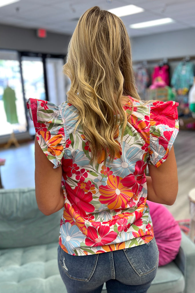 ROSE Bright Floral Print Top - Sassy & Southern