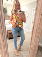WILLOW Multi Floral Ruffle Sleeve Top - Sassy and Southern