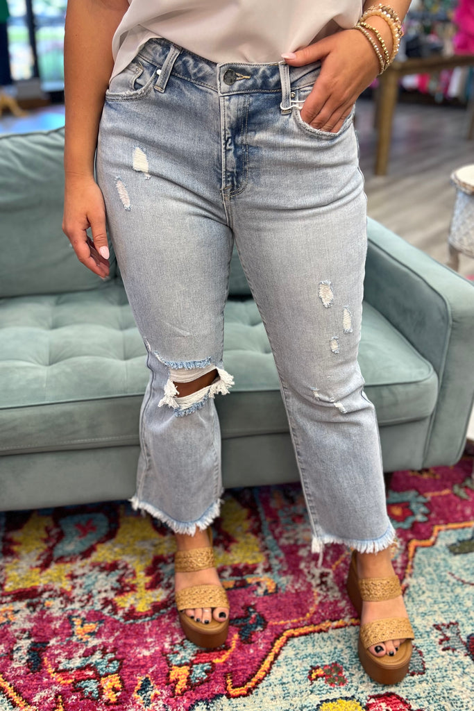 Risen High Rise Crop Flare Jeans - Sassy & Southern