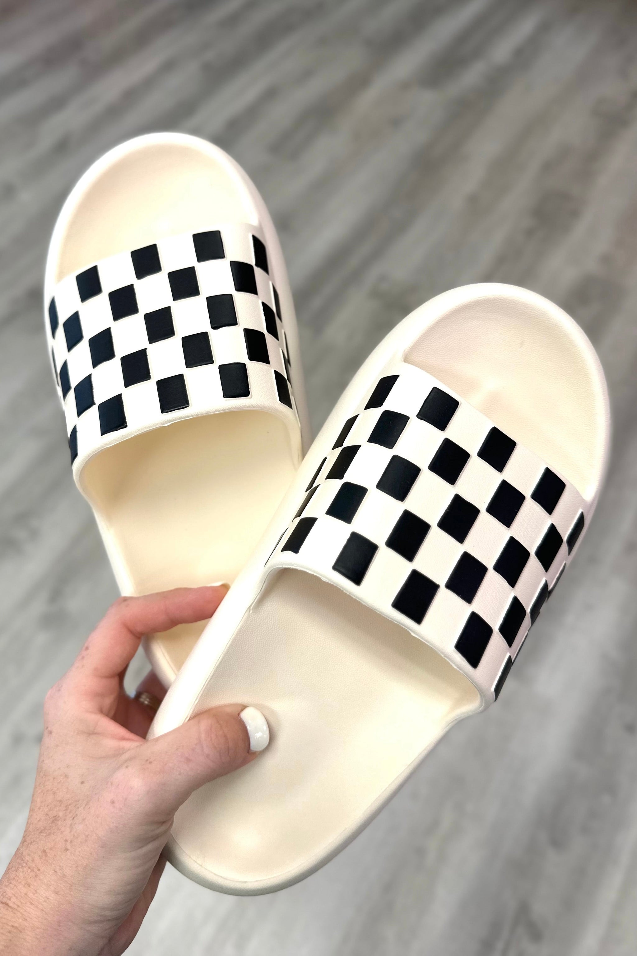 Checkered slides on sale