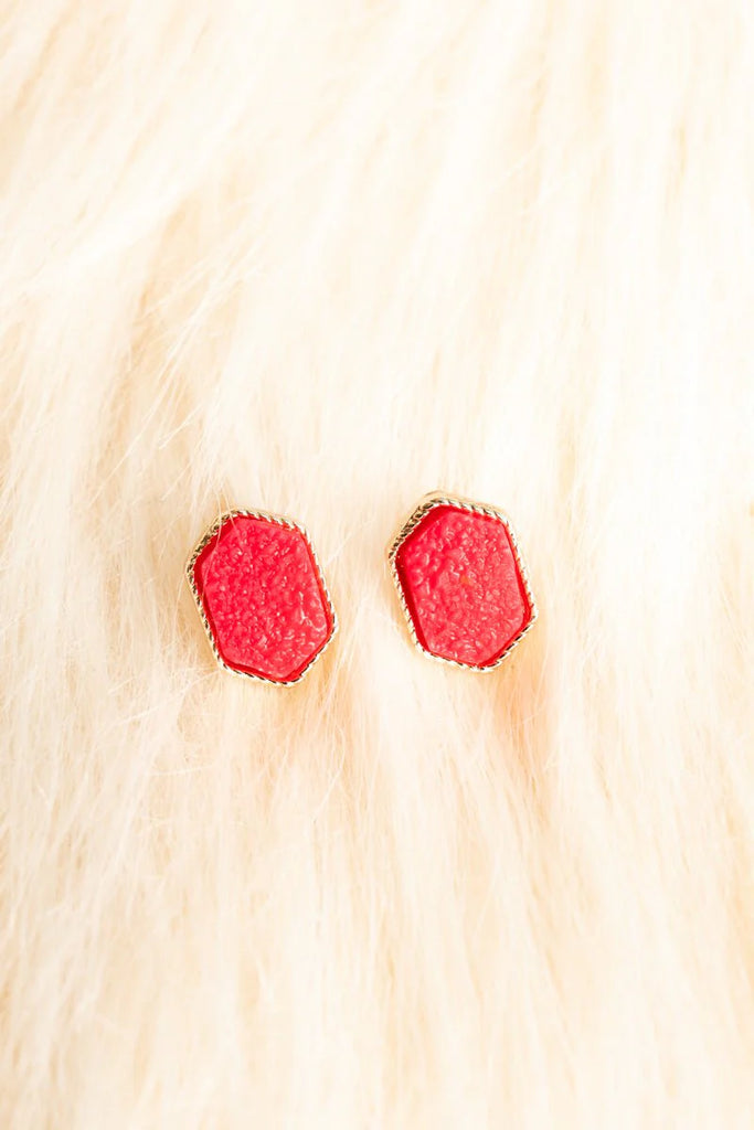 Druzy Stud Earrings (Pink) - Sassy & Southern