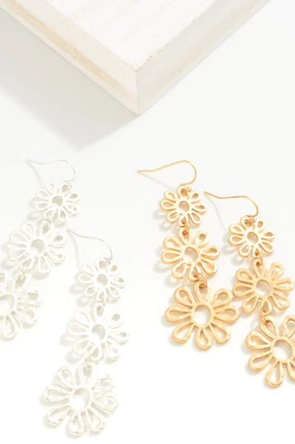 Linked Flower Earrings (Silver or Gold) - Sassy & Southern