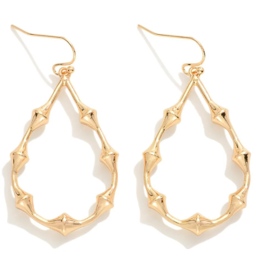Bamboo Design Teardrop Earrings (Gold) - Sassy & Southern