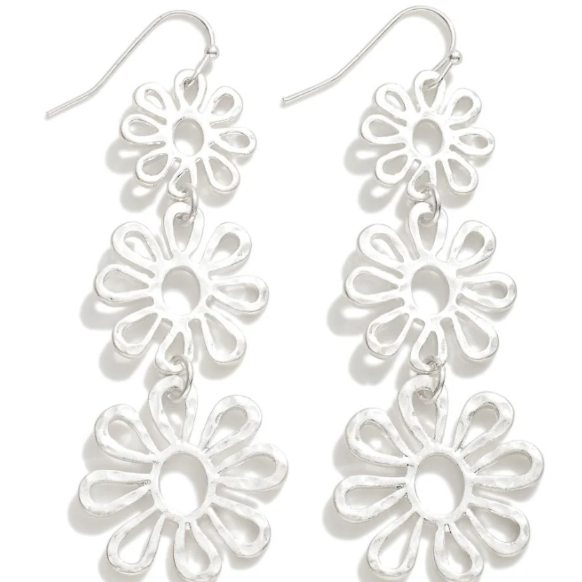 Linked Flower Earrings (Silver or Gold) - Sassy & Southern